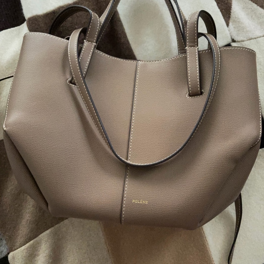 Polene Mini Cyme Textured Taupe Bag